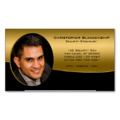黒エレガント金ゴールドプロフェッショナルカスタム写真 マグネット名刺 (正面)