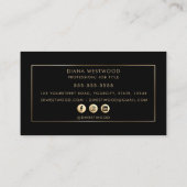 黒エレガント金ゴールドプロフェッショナルソーシャルメディア 名刺 (裏面)