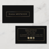 黒エレガント金ゴールドプロフェッショナルソーシャルメディア 名刺 (正面/裏面)