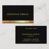 黒エレガント金ゴールドプロフェッショナルテンプレート モダン 名刺 (正面/裏面)