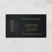 黒エレガント金ゴールドプロフェッショナル写真家 名刺 (裏面)