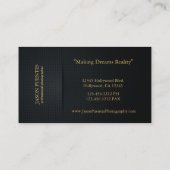 黒エレガント金ゴールドプロフェッショナル写真家 名刺 (裏面)