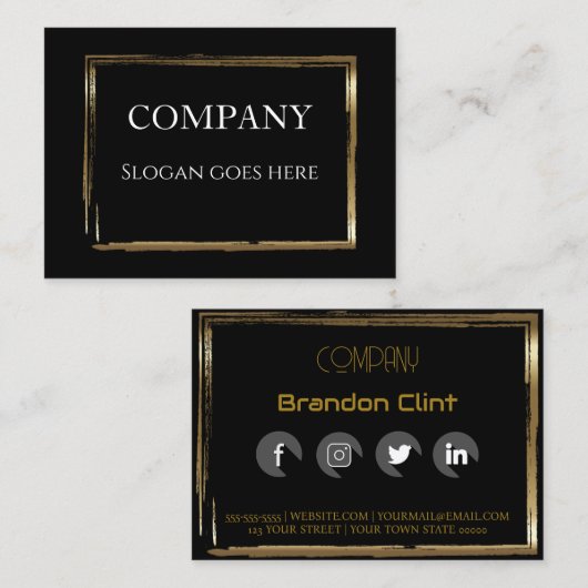 黒エレガント金ゴールドプロフェッショナル名刺 名刺 (正面/裏面)