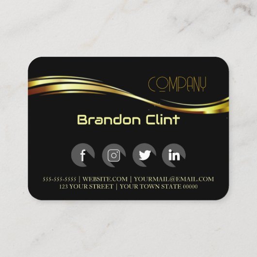 黒エレガント金ゴールドプロフェッショナル名刺 名刺 (裏面)