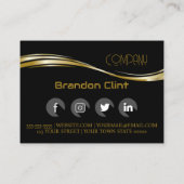 黒エレガント金ゴールドプロフェッショナル 名刺 (裏面)