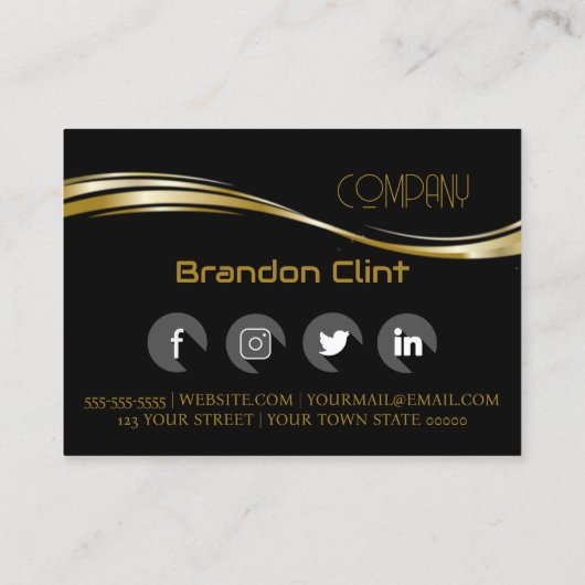 黒エレガント金ゴールドプロフェッショナル 名刺 (裏面)