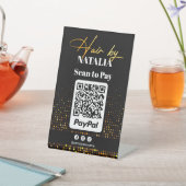 黒エレガント金ゴールドヘアサロンPaypalスキャンして支払う 台座サイン (インサイチュ)