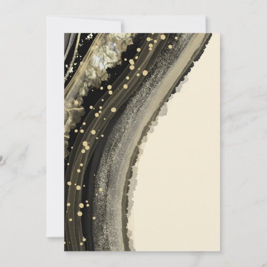 黒エレガント金ゴールドベージュ結婚アゲート 招待状 (裏面)