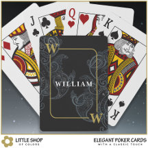 黒エレガント金ゴールドペイズリーモノグラムイニシャル名