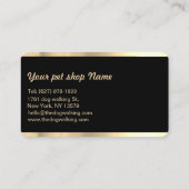 黒エレガント金ゴールドペットトリマー名刺 名刺 (裏面)