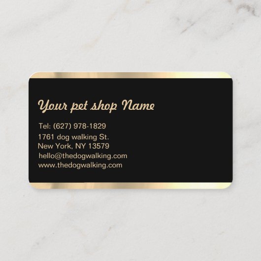 黒エレガント金ゴールドペットトリマー名刺 名刺 (裏面)