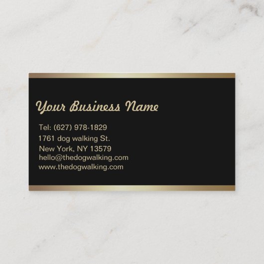 黒エレガント金ゴールドペットトリマー名刺 名刺 (裏面)