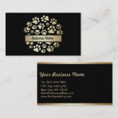 黒エレガント金ゴールドペットトリマー名刺 名刺 (正面/裏面)