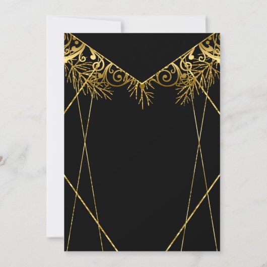 黒エレガント金ゴールドホイフェイクル50th誕生日パーティー 招待状 (裏面)