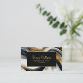 黒エレガント金ゴールドホワイトウェディングプランナー 名刺 (スタンド正面)