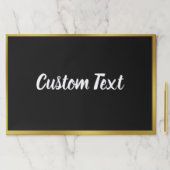 黒エレガント金ゴールドホワイトスクリプト文字ランチョンマット ペーパーパッド (インサイチュ)