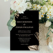 黒エレガント金ゴールドボタニカルモンステラ結婚ズ 招待状