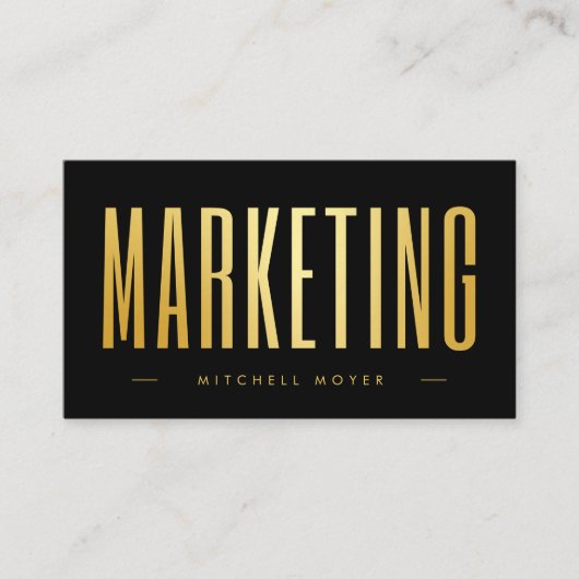 黒エレガント金ゴールドマーケティング 名刺 (正面)