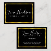 黒エレガント金ゴールドミニマル編集可能3.5x2.5 名刺 (正面/裏面)