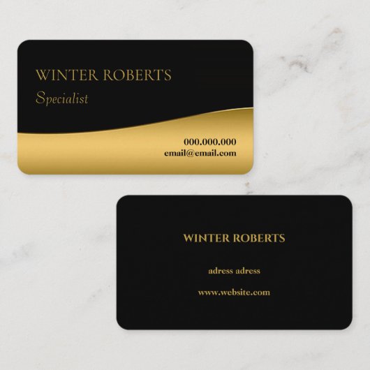 黒エレガント金ゴールドミニマル 名刺 (正面/裏面)