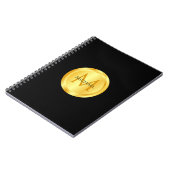 黒エレガント金ゴールドモダンテンプレートモノグラム ノートブック (左側)