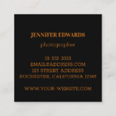 黒エレガント金ゴールドモダンフレームのミニマリズム スクエア名刺 (裏面)