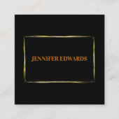 黒エレガント金ゴールドモダンフレームのミニマリズム スクエア名刺 (正面)