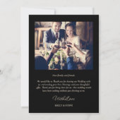 黒エレガント金ゴールドモダンボタニカル結婚写真 サンキューカード (裏面)