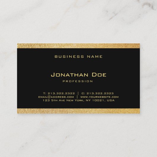 黒エレガント金ゴールドモダンミニマルテンプレート 名刺 (裏面)