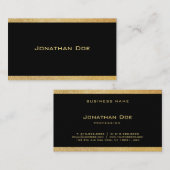 黒エレガント金ゴールドモダンミニマルテンプレート 名刺 (正面/裏面)