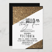 黒エレガント金ゴールドモダン誕生会 招待状 (正面/裏面)