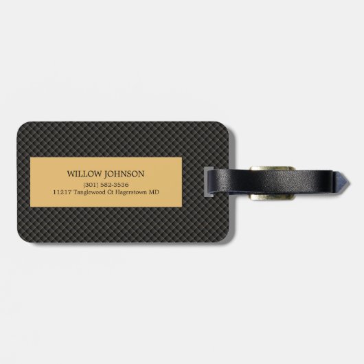 黒エレガント金ゴールドモノグスタイリッシュラムスクリプト旅行 ラゲッジタグ (裏面横)