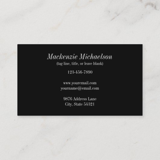 黒エレガント金ゴールドモノグパーソナライズされたラム名 名刺 (裏面)