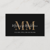 黒エレガント金ゴールドモノグパーソナライズされたラム名 名刺 (正面)
