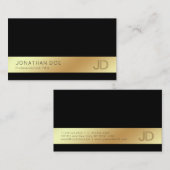 黒エレガント金ゴールドモノグモダンラムシルクルクセ 名刺 (正面/裏面)