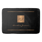 黒エレガント金ゴールドモノグラムの名モダン バスマット (正面)