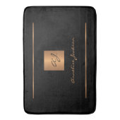 黒エレガント金ゴールドモノグラムの名モダン バスマット (正面縦)