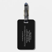 黒エレガント金ゴールドモノグラムはっきりしたタイポグラフィ名 ラゲッジタグ (裏面縦)