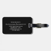 黒エレガント金ゴールドモノグラムはっきりしたタイポグラフィ名 ラゲッジタグ (裏面横)