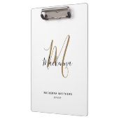 黒エレガント金ゴールドモノグラムガーリースクリプト名 クリップボード (左)