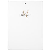 黒エレガント金ゴールドモノグラムガーリースクリプト名 クリップボード (裏面)