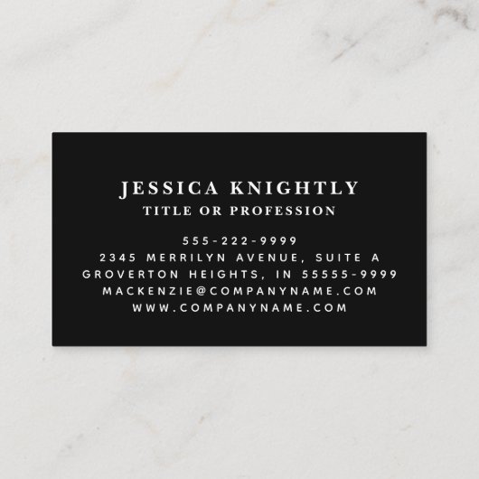 黒エレガント金ゴールドモノグラムスクリプトイニシャル 名刺 (裏面)