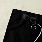 黒エレガント金ゴールドモノグラムスクリプト名 ビーチタオル (インサイチュ)