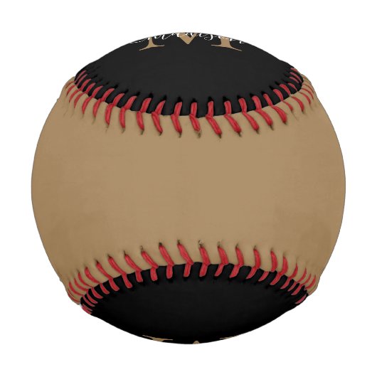 黒エレガント金ゴールドモノグラムフェミニンスクリプト名 野球ボール (正面)