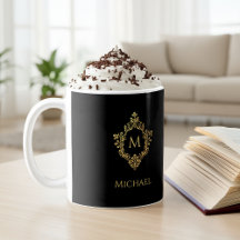 黒エレガント金ゴールドモノグラムヴィンテージのクレスト名