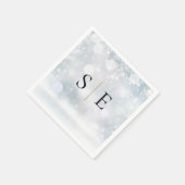 黒エレガント金ゴールドモノグラム冬 スタンダードカクテルナプキン (角)