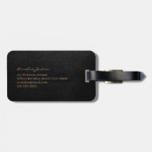 黒エレガント金ゴールドモノグラム名スクリプカスタムト ラゲッジタグ (裏面横)