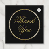 黒エレガント金ゴールドモノグラム名結婚の感謝 フェイバータグ (裏面)