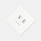 黒エレガント金ゴールドモノグラム日付ミニマル主義者 スタンダードカクテルナプキン (角)