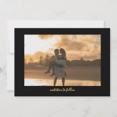 黒エレガント金ゴールドモノグラム植物紋 セーブザデート (裏面)